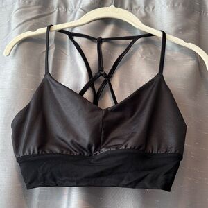 Alo Yoga Black Mesh Strappy Sports Bra Size Medium